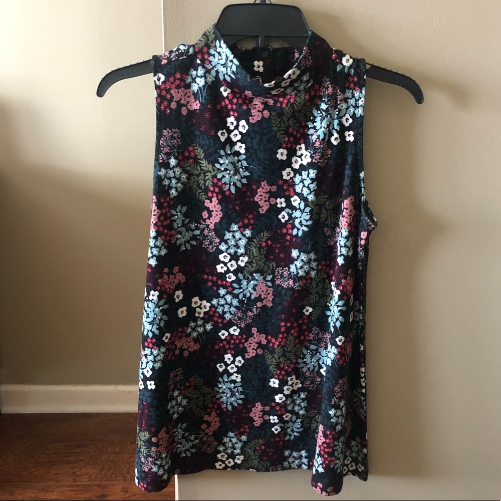 Loft Mock Neck Floral Top